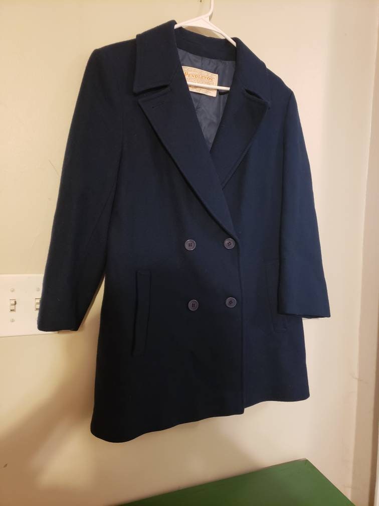 Vintage blue Pendleton pea coat women's size 8 wool 1960s retro peacoat