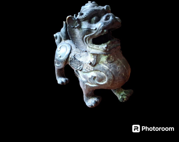 Chinese Fu dog antique bronze Fu dog circa 19th century Asian antique dragon winged fu dog