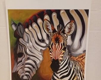 Zebra art by C Jones Parks zebra print African animal zebra baby and mom