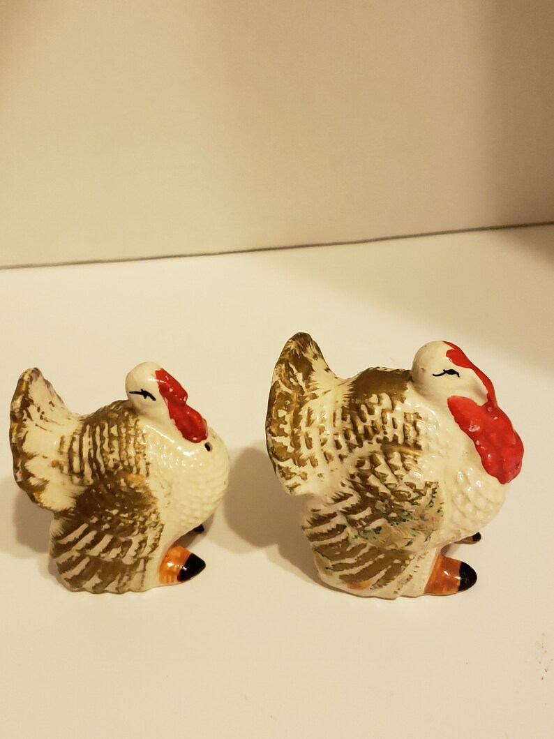 Vintage 1930s Turkey china salt and pepper shakers Thanksgiving