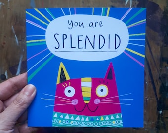 Cat card for friends, cat thank you card, good luck cat card, cat cards for besties, favourite person card