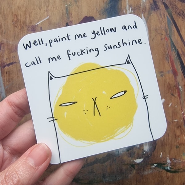 Sweary cat coaster, sarcastic cat gift