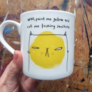 Sweary cat bone china mug, sarcastic cat mug