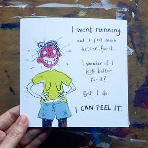 Card for runners, exercise greetings card, card for women, running club, funny greetings card for runners