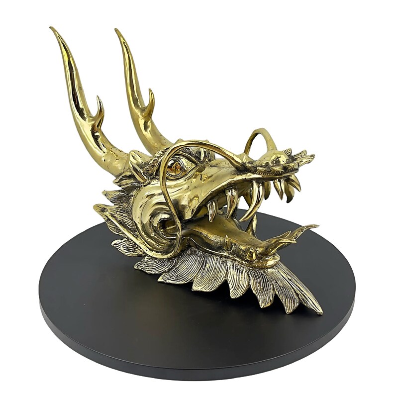 Bronze Chinese Dragon Head Sculpture Figure 41cm / 16 Bronze Dragon