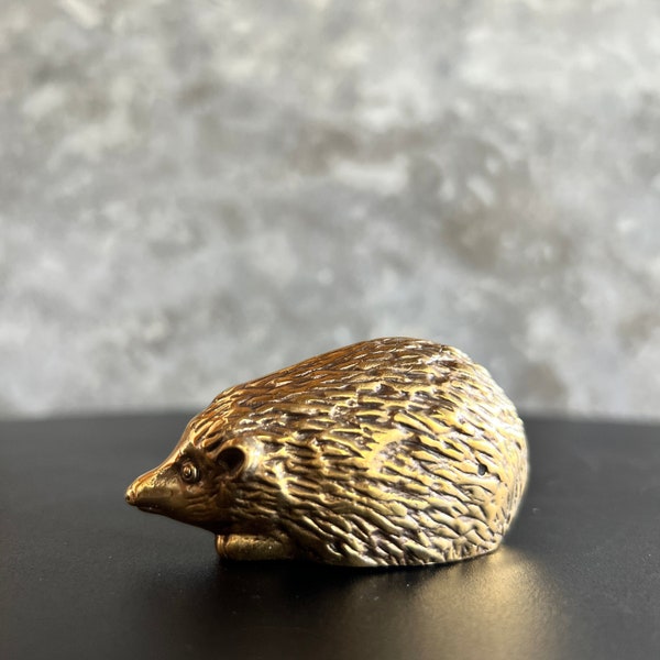 Bronze Hedgehog Figurine, Handmade Hedgehog Statuette, Handcrafted Hedgehog Statue, Polished Bronze Hedgehog Sculpture, Modern Art Deco Gift