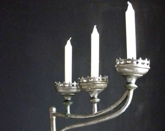 Rare!!!! ... large antique altar candlestick, church candlestick, chandelier, candelabra, 3 flames, France....CHARMANT!