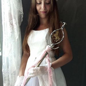 Two antique scepters, magic wands, original theater probs, silver plated......CHARMANT!