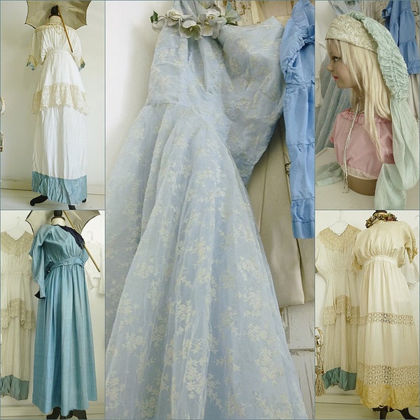 Divine ... Antique victorian dress, gown, faded blue silk, ball gown, shabby, boudoir, french living, antique french....CHARMANT!