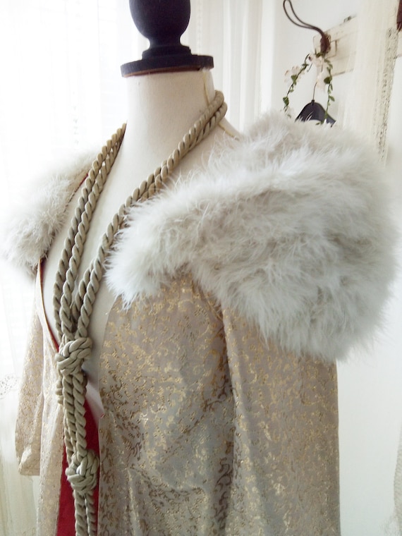 Unique vintage Theatre Costume, coat, marabou feat