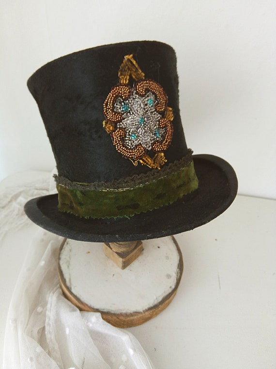 Antique Top Hat, Chapeau Claque, 1900, Circus Hat,
