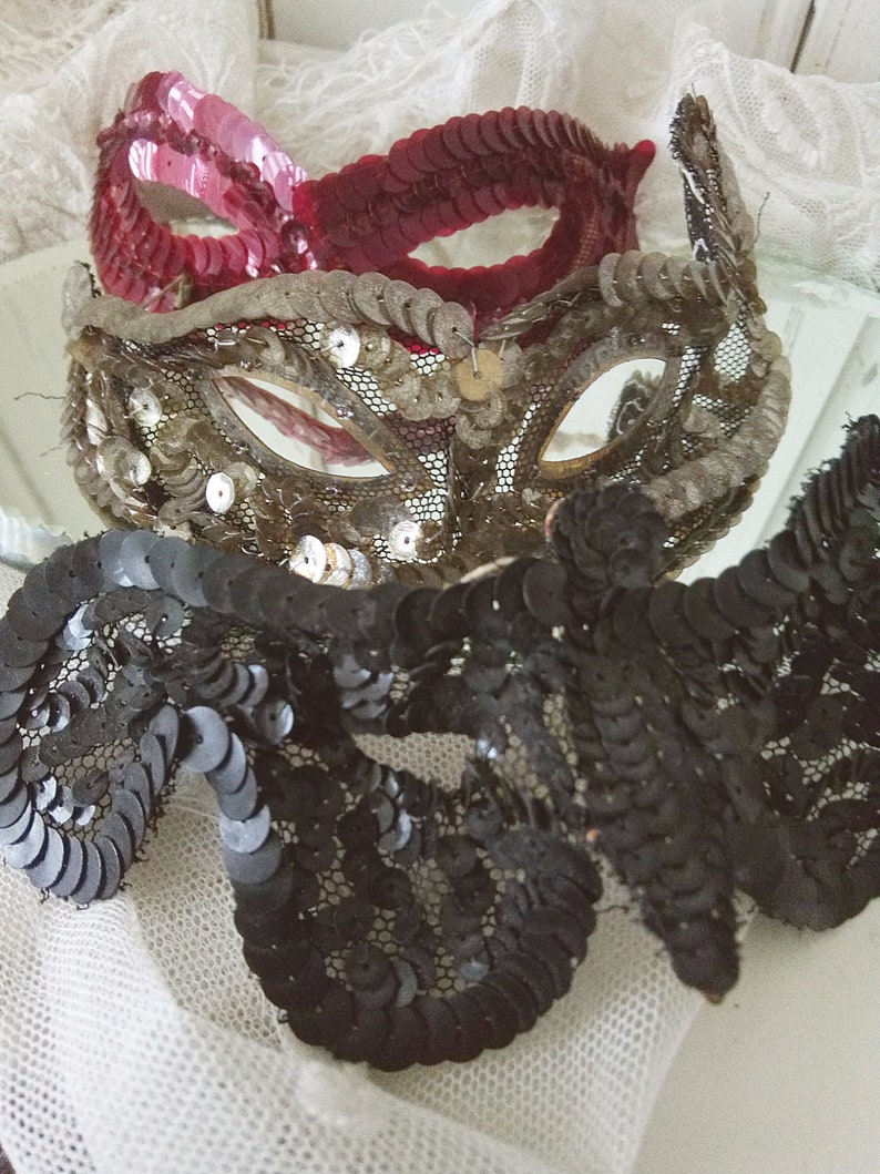 Lovely collection...3 antique eye masks 20s sequin masks Etsy