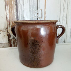 Ancien poterie rouge, faïence, grès, confit en terre cuite, 1890, France... CHARMANT !