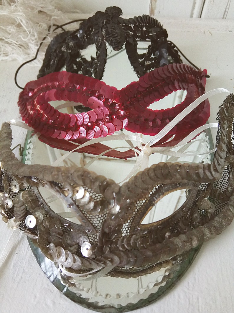 Lovely Collection...3 Antique Eye Masks 20s Sequin Masks Etsy