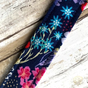 Navy Floral Wristlet Keychain | Key Fob Wristlet | Fabric Keychain | Wrist Lanyard