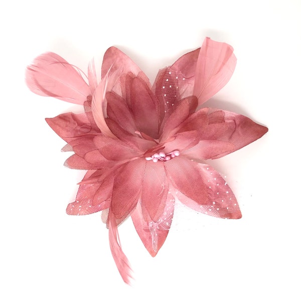 Dusky Pink Feather Fascinator