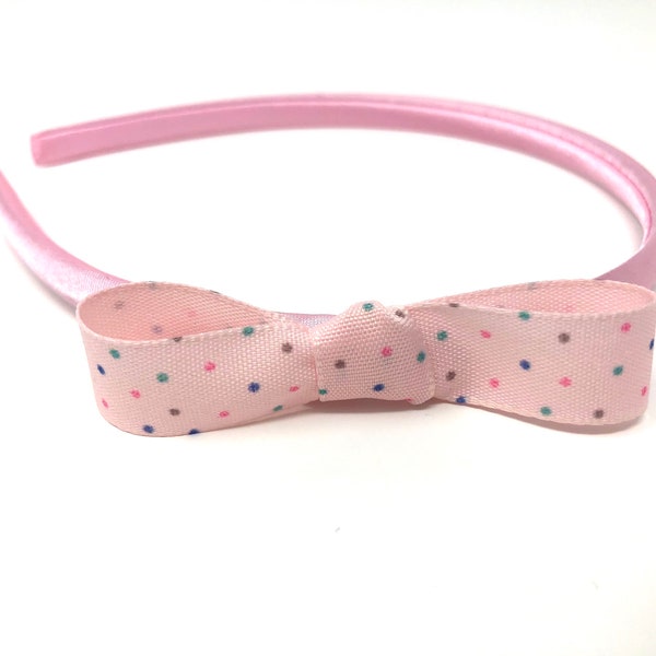 Pink Polka Dot Bow Headband Hairband Girls Hair Accessory