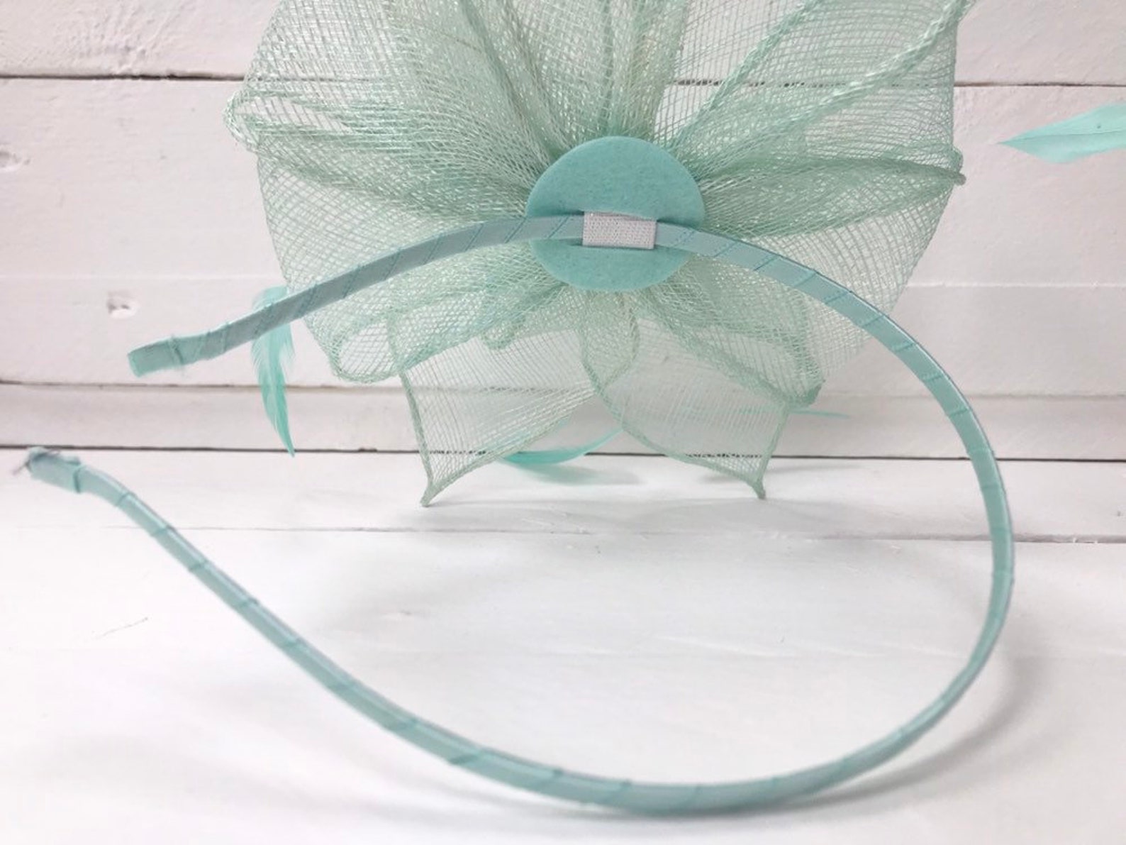 Sage Green Feather Fascinator Hair Clip or Hairband Etsy