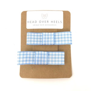 Light Blue Gingham Bow Hair clips Light Blue Gingham Bow