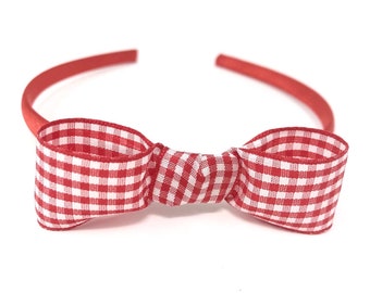 Red Headband Hairband Red Gingham Snow White Style Bow
