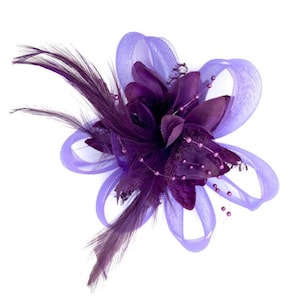 Purple Feather Fascinator Hair Clip Ladies Day Races Party Wedding