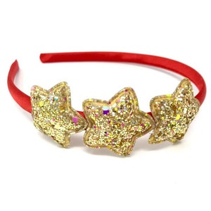 Gouden ster hoofdband rode en gouden glitterster haarband