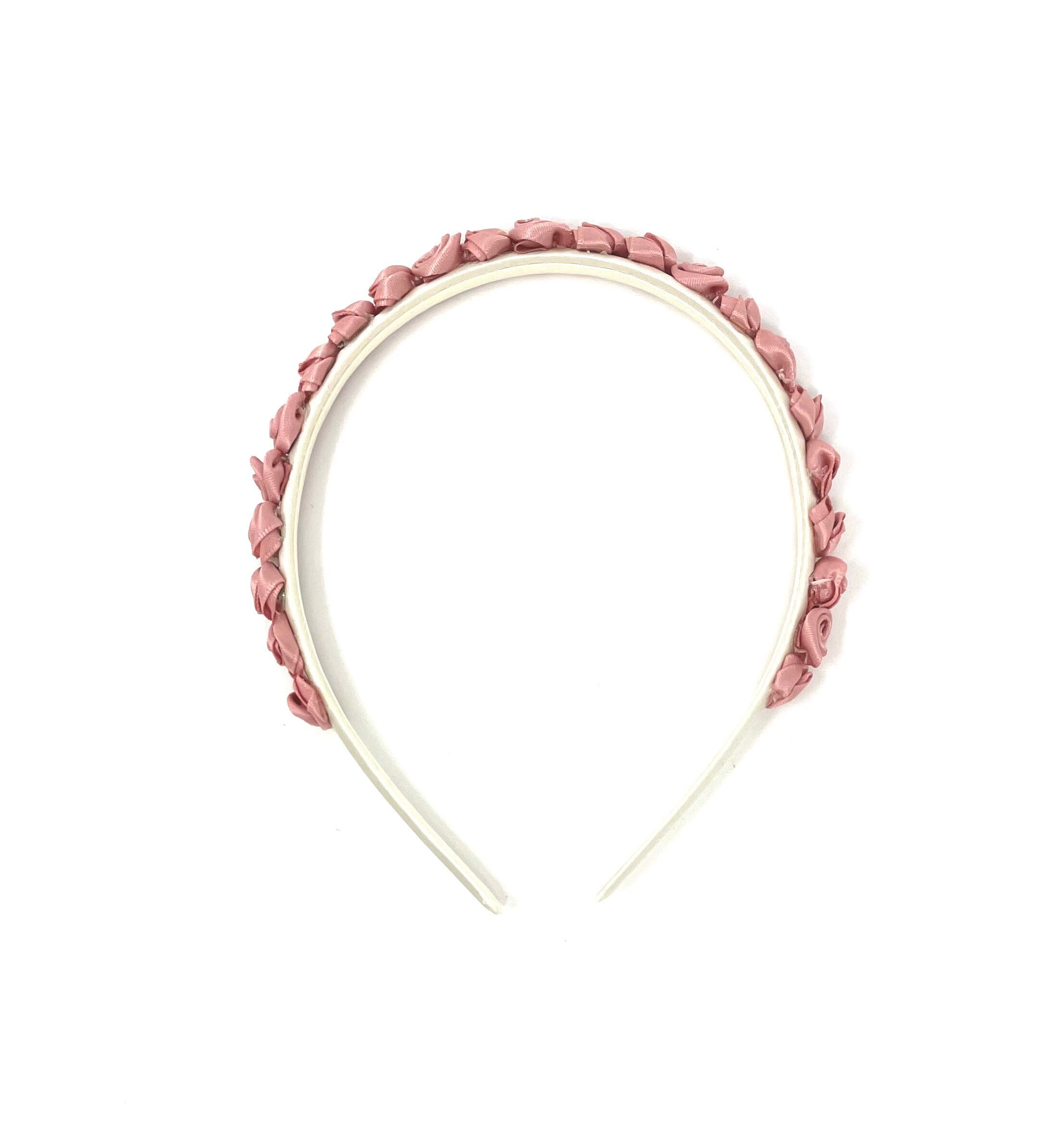 Ivory Headband Dusky Pink Satin Flowers - Etsy