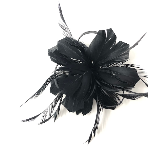 Accessoire pour cheveux pour femme Fascinator à plumes noires