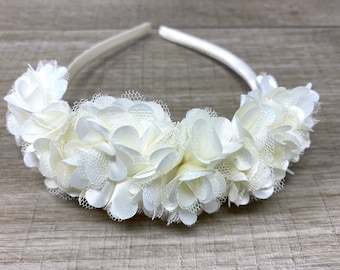 Ivory head band with ivory flowers Flower Girl Bridesmaid Hair Accessory