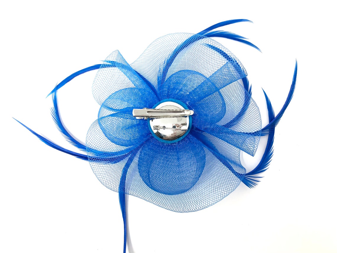 Royal Blue Feather Fascinator Hair Clip Ladies Day Races Party Etsy España