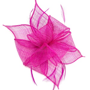 Fuchsia Pink Feather Fascinator Hair Clip Ladies Day Races Wedding image 1