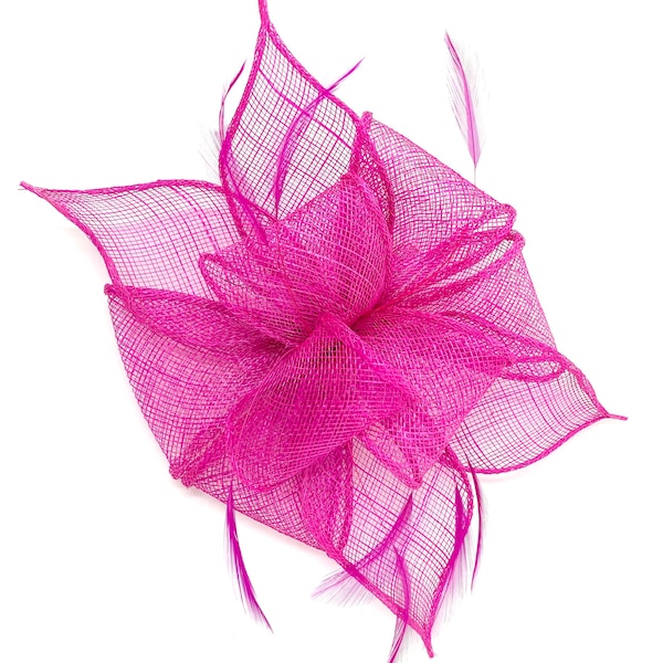 Fuchsia Pink Feather Fascinator Hair Clip Ladies Day Races Wedding