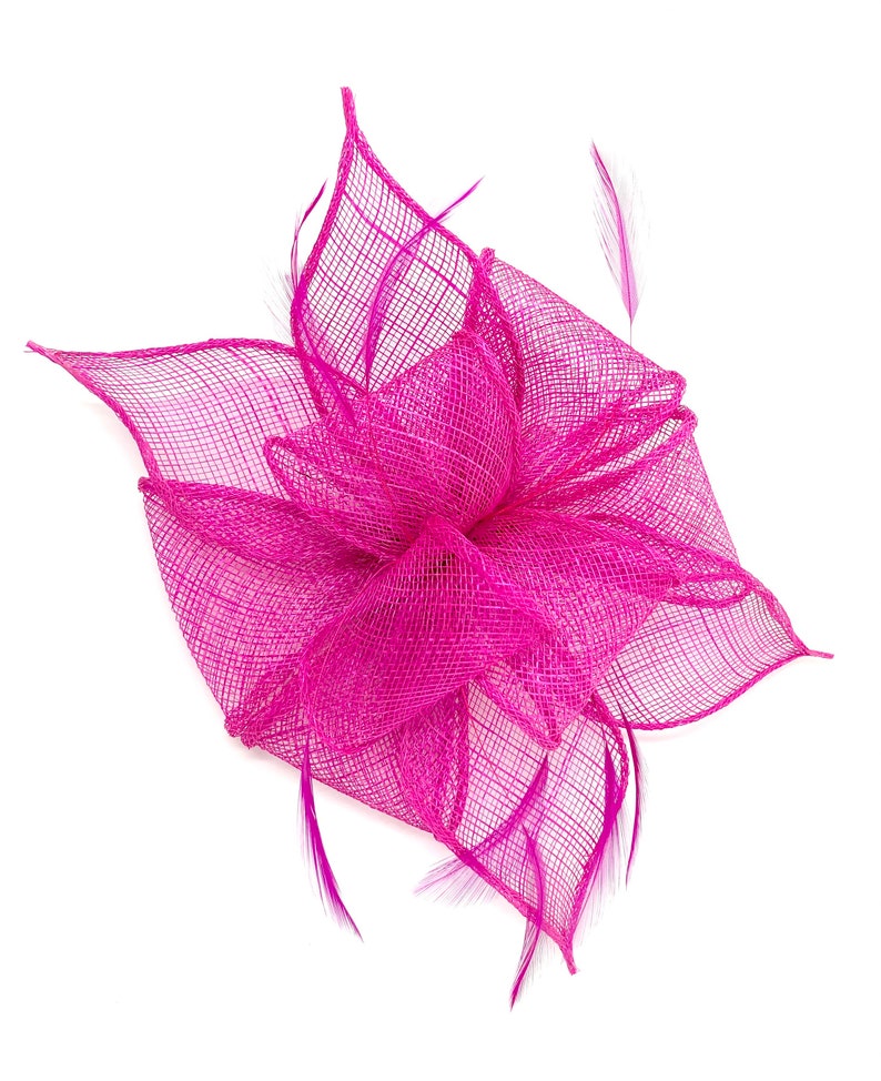 Fuchsia Pink Feather Fascinator Hair Clip Ladies Day Races Wedding image 1