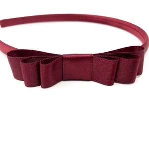 Burgundy Satin Hairband Burgundy Triple Bow Hair Accessory