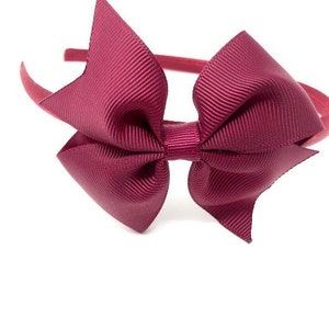 Burgundy Bow Headband Aliceband Hairband School Uniform Accessory