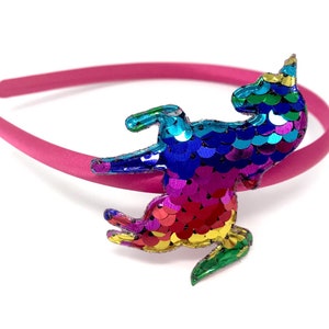 Rainbow Unicorn Headband Hairband with Rainbow Sequin Unicorn