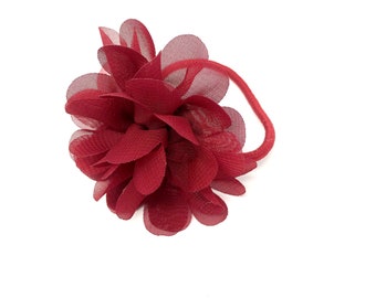 Burgundy Flower Hair Bobble Hair Accessory Hair Tie Back To School Uniform Hair Elastic