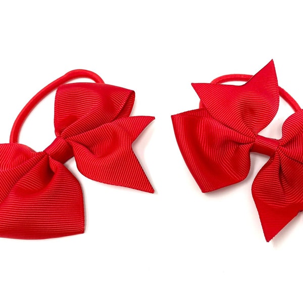 Red Bow Hair Tie School Hair Accessory Hair Accessory Hair Bobble Back To School Uniform Hair Elastic (set of 2)