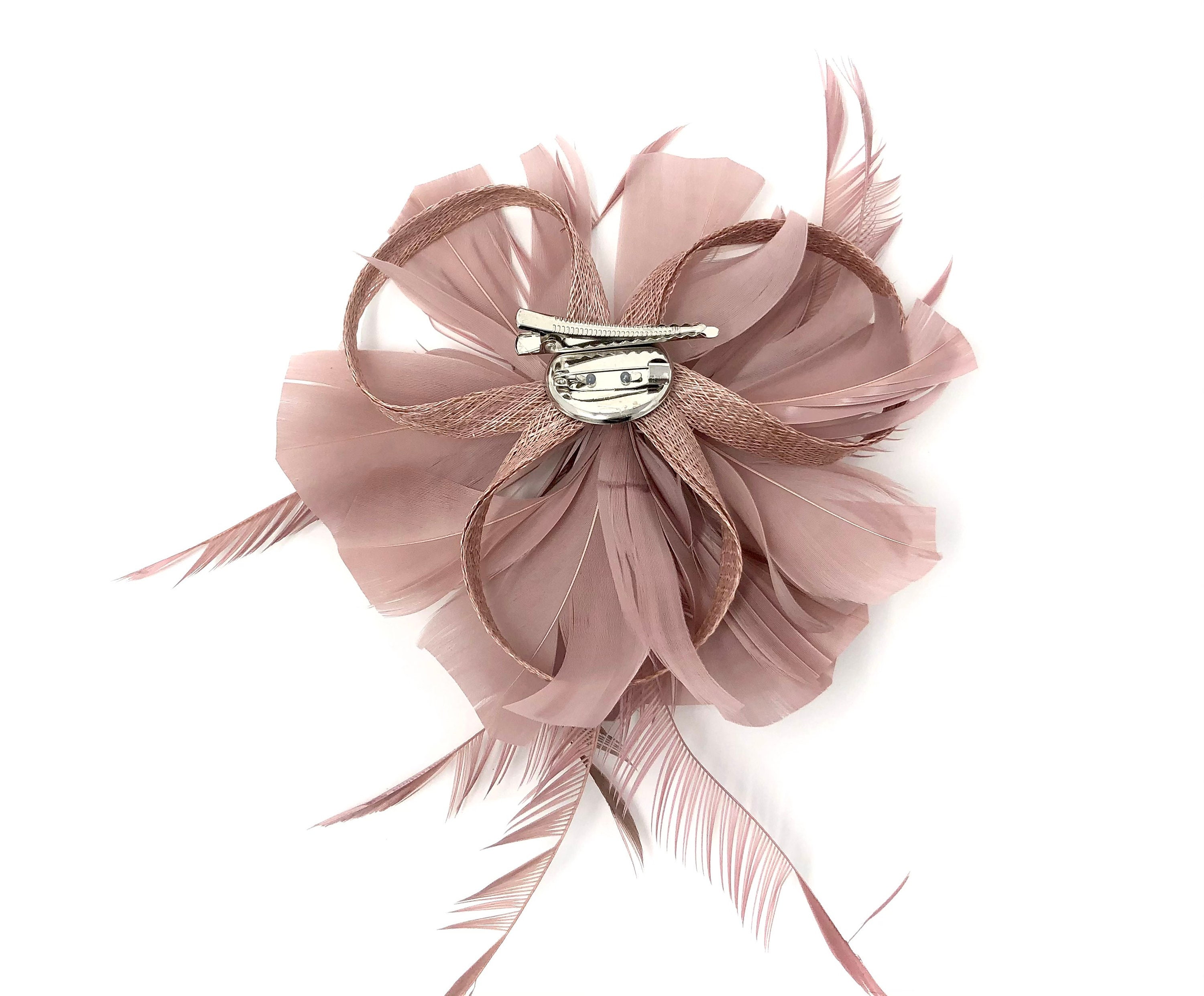 Dusky Pink Feather Fascinator Hair Clip Ladies Day Races Party Etsy UK