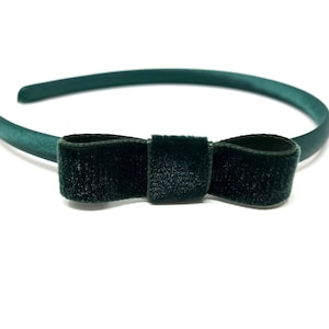 Forest Green Velvet Bow Headband Forest Green Bow Hairband