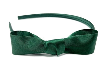 Forest Green Bow Satin Bow Hairband school uniform