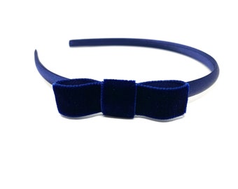 Navy Velvet Bow Headband Navy Bow Hairband