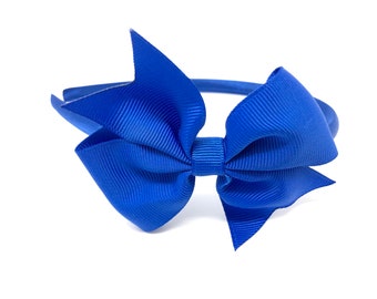 Royal Blue Satin Hairband, Royal Blue Bow