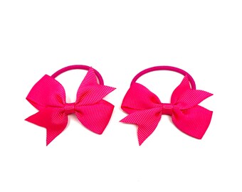 Pink Bow Hair Tie School Hair Accessory Hair Accessory Hair Bobble Back To School Uniform Hair Elastic (set of 2)