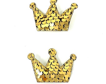 Gold Crown Hair Clips Gold Sequin Crown Hair Clip King’s Coronation Hair Accessory