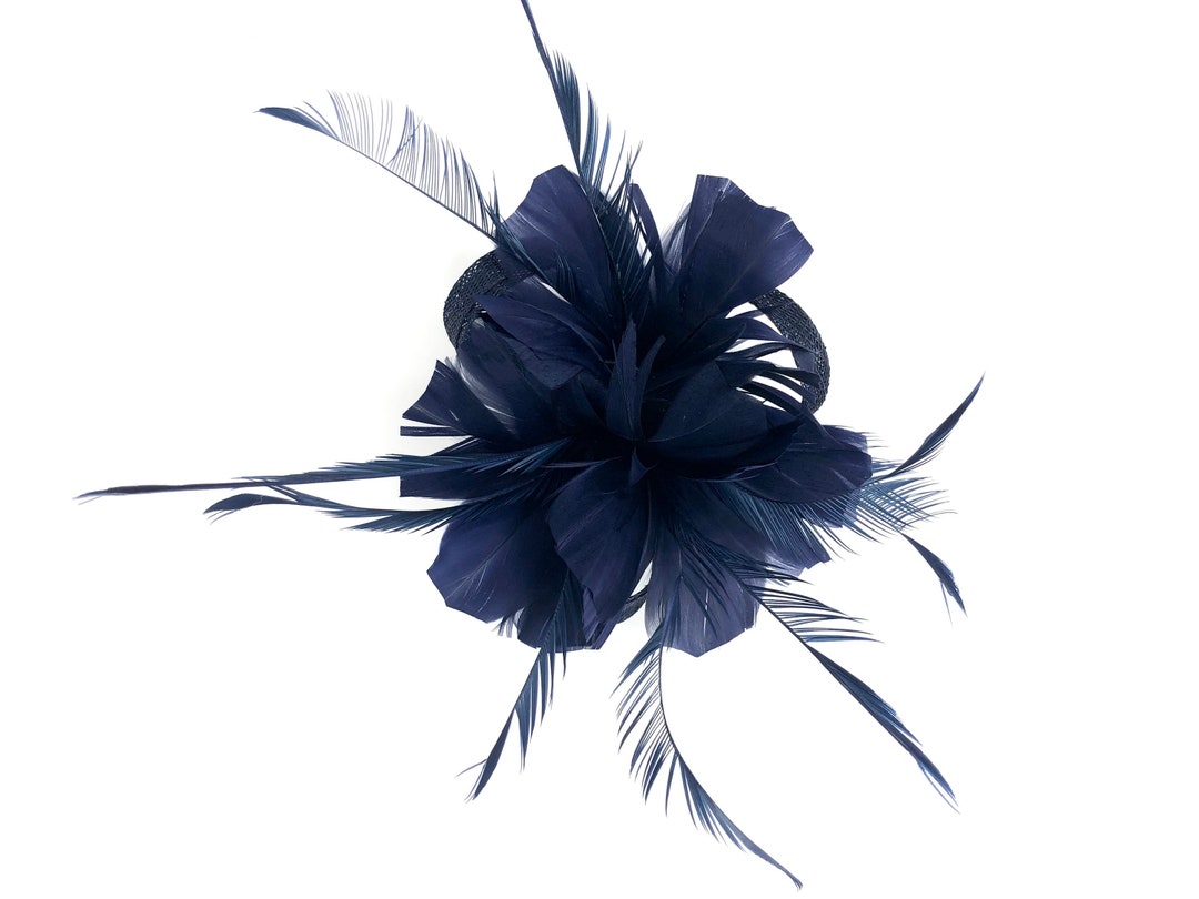 Navy Blue Feather Fascinator Hair Clip - Etsy