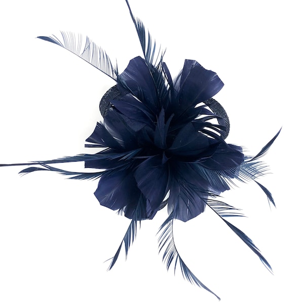 Marineblaue Feder Fascinator Haarspange