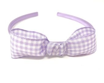 Lilac Bow Headband – Handmade Ribbon Hair Band – Classic Fairytale Princess Costume Accessory – School Uniform Hair Accessory