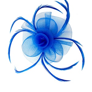 Royal Blue Feather Fascinator Hair Clip Ladies Day Races Party Wedding