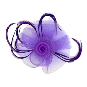 Purple Feather Fascinator Hair Clip Ladies Day Races Party Wedding